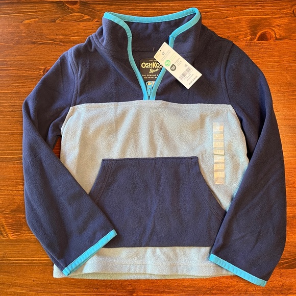OshKosh B'gosh Navy and Light Blue Kids Fleece Pullover Sweatshirt - Picture 1 of 1
